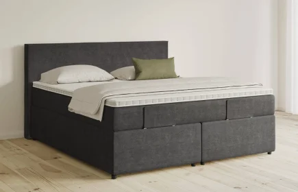 Mozart Boxspringbett Serie 5 Bach 180x200 mit Bettkasten Feiner Stoff Carbon Grey H3/H3