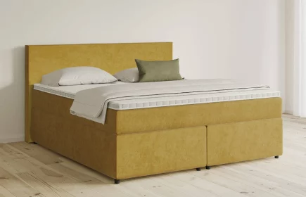 Mozart Boxspringbett Serie 5 Bach 180x200 mit Bettkasten Samt Goldgelb H3/H3