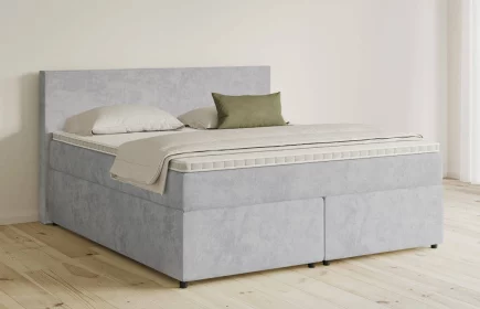 Mozart Boxspringbett Serie 5 Bach 180x200 mit Bettkasten Samt Hellgrau H4/H3