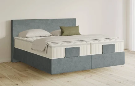 Mozart Boxspringbett Serie 5 Bach 180x200 Samt Dusty Blues H3/H3 schwebend Königliche Matratze