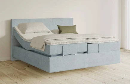 Mozart Boxspringbett Serie 5 Bach 180x210 elektrisch Feiner Stoff Frosted Azure H3/H2 schwebend