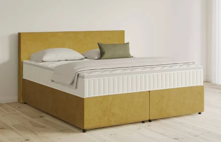 Mozart Boxspringbett Serie 5 Bach 180x210 mit Bettkasten Samt Goldgelb H3/H2 Königliche Matratze