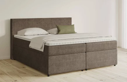 Mozart Boxspringbett Serie 5 Bach 180x220 mit Bettkasten Feiner Stoff Braun H2/H3