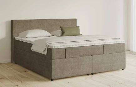 Mozart Boxspringbett Serie 5 Bach 180x220 mit Bettkasten Feiner Stoff Dusty Taupe H3/H3
