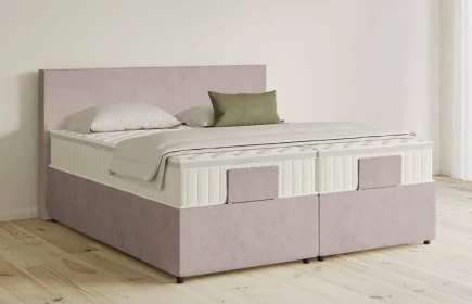 Mozart Boxspringbett Serie 5 Bach 180x220 mit Bettkasten Samt Blossom Pink H3/H3 Königliche Matratze