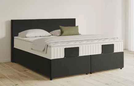 Mozart Boxspringbett Serie 5 Bach 180x220 mit Bettkasten Samt Raven Silk H4/H2 Königliche Matratze