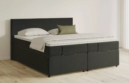 Mozart Boxspringbett Serie 5 Bach 200x200 mit Bettkasten Samt Raven Silk H3/H3