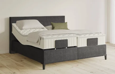 Mozart Boxspringbett Serie 5 Bach 240x200 elektrisch Feiner Stoff Carbon Grey H3/H2 Königliche Matratze