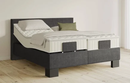 Mozart Boxspringbett Serie 5 Bach 240x200 elektrisch Feiner Stoff Carbon Grey H3/H2 Königliche Matratze