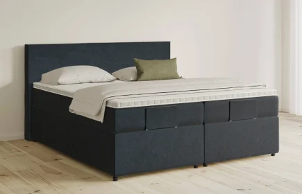 Mozart Boxspringbett Serie 5 Bach 240x220 mit Bettkasten Samt Night Blue H3/H4