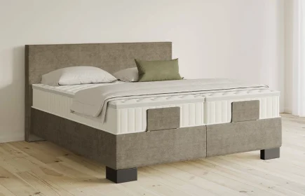 Mozart Boxspringbett Serie 5 Bach 280x190 Feiner Stoff Dusty Taupe H3/H3 Königliche Matratze