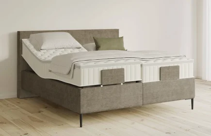 Mozart Boxspringbett Serie 5 Bach 280x220 elektrisch Feiner Stoff Dusty Taupe H3/H3 Königliche Matratze