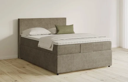 Mozart Boxspringbett Serie 5 Bach 90x190 mit Bettkasten Feiner Stoff Dusty Taupe H2