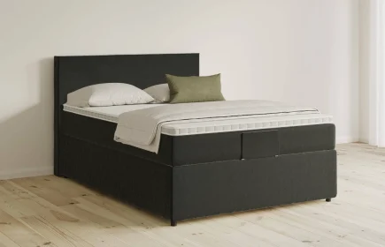 Mozart Boxspringbett Serie 5 Bach 90x200 mit Bettkasten Samt Raven Silk H3