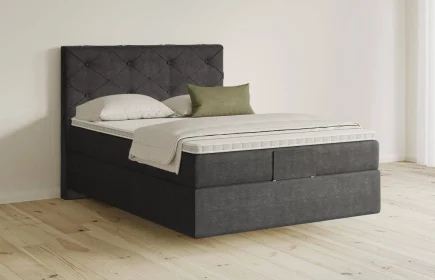 Mozart Boxspringbett Serie 5 Brahms 140x200 Feiner Stoff Carbon Grey H3 schwebend