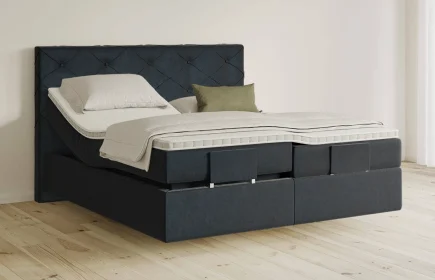 Mozart Boxspringbett Serie 5 Brahms 160x200 elektrisch Samt Night Blue H3/H2 schwebend