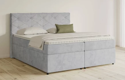 Mozart Boxspringbett Serie 5 Brahms 160x200 mit Bettkasten Samt Hellgrau H3/H3