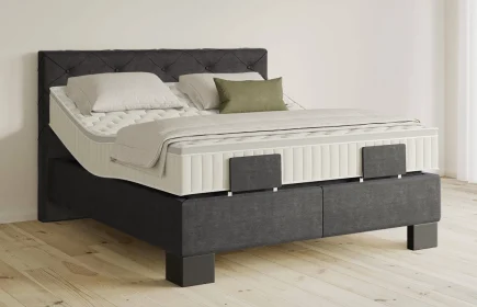 Mozart Boxspringbett Serie 5 Brahms 180x200 elektrisch Feiner Stoff Carbon Grey H3/H3 Königliche Matratze
