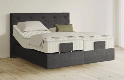 Mozart Boxspringbett Serie 5 Brahms 180x200 elektrisch Feiner Stoff Carbon Grey H3/H3 schwebend Königliche Matratze
