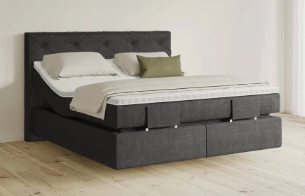 Mozart Boxspringbett Serie 5 Brahms 180x200 elektrisch Feiner Stoff Carbon Grey H3/H3 schwebend