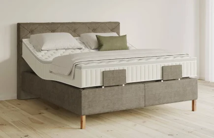 Mozart Boxspringbett Serie 5 Brahms 180x200 elektrisch Feiner Stoff Dusty Taupe H3/H3 Königliche Matratze