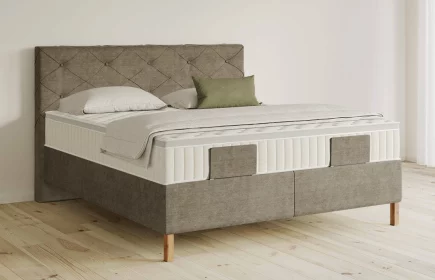 Mozart Boxspringbett Serie 5 Brahms 180x200 elektrisch Feiner Stoff Taupe H3/H3 Königliche Matratze