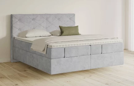 Mozart Boxspringbett Serie 5 Brahms 180x200 elektrisch Samt Hellgrau H3/H3 schwebend