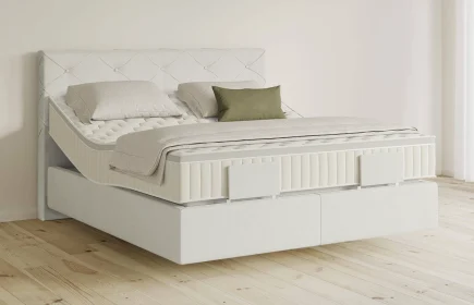 Mozart Boxspringbett Serie 5 Brahms 180x200 elektrisch Samt Vanilla Nice H3/H3 schwebend Königliche Matratze