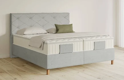 Mozart Boxspringbett Serie 5 Brahms 180x200 Feiner Stoff Lunar Mist H3/H2 Königliche Matratze