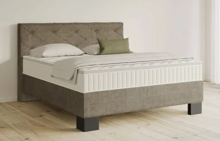 Mozart Boxspringbett Serie 5 Brahms 180x200 Feiner Stoff Taupe H3/H3 Königliche Matratze