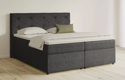 Mozart Boxspringbett Serie 5 Brahms 180x200 mit Bettkasten Feiner Stoff Anthrazit H3/H3