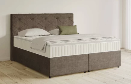 Mozart Boxspringbett Serie 5 Brahms 180x200 mit Bettkasten Feiner Stoff Braun H3/H2 Königliche Matratze