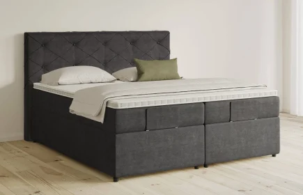 Mozart Boxspringbett Serie 5 Brahms 180x200 mit Bettkasten Feiner Stoff Carbon Grey H3/H4