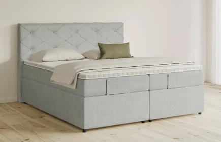 Mozart Boxspringbett Serie 5 Brahms 180x200 mit Bettkasten Feiner Stoff Lunar Mist H3/H4