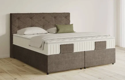 Mozart Boxspringbett Serie 5 Brahms 180x200 mit Bettkasten Feiner Stoff Nutshell H3/H2 Königliche Matratze
