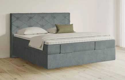 Mozart Boxspringbett Serie 5 Brahms 180x200 Samt Dusty Blues H2/H3 schwebend