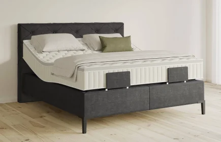 Mozart Boxspringbett Serie 5 Brahms 180x220 elektrisch Feiner Stoff Carbon Grey H3/H2 Königliche Matratze