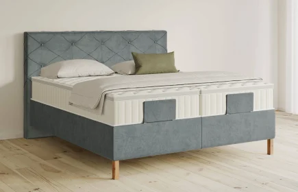 Mozart Boxspringbett Serie 5 Brahms 240x200 Samt Dusty Blues H3/H3 Königliche Matratze
