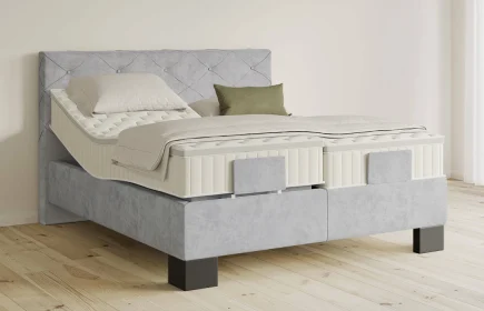 Mozart Boxspringbett Serie 5 Brahms 240x220 elektrisch Samt Fog Grey H3/H4 Königliche Matratze