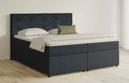 Mozart Boxspringbett Serie 5 Brahms 240x220 mit Bettkasten Samt Dunkelblau H3/H2