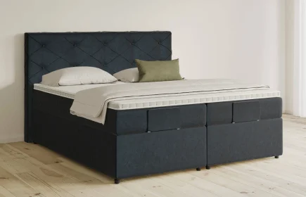 Mozart Boxspringbett Serie 5 Brahms 240x220 mit Bettkasten Samt Night Blue H3/H2