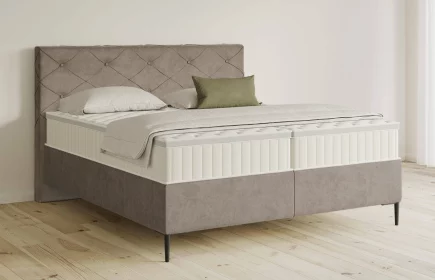 Mozart Boxspringbett Serie 5 Brahms 240x220 Samt Beigebraun H3/H3 Königliche Matratze