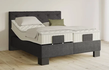Mozart Boxspringbett Serie 5 Brahms 280x200 elektrisch Feiner Stoff Carbon Grey H2/H2 Königliche Matratze