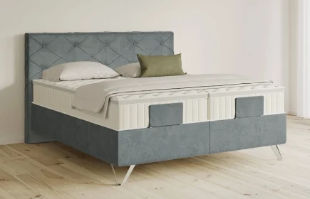 Mozart Boxspringbett Serie 5 Brahms 280x200 Samt Dusty Blues H3/H3 Königliche Matratze