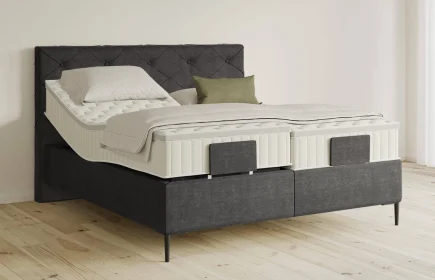 Mozart Boxspringbett Serie 5 Brahms 280x210 elektrisch Feiner Stoff Carbon Grey H4/H3 Königliche Matratze