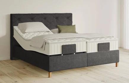 Mozart Boxspringbett Serie 5 Brahms 280x220 elektrisch Feiner Stoff Carbon Grey H2/H3 Königliche Matratze