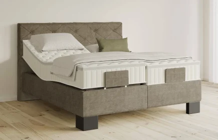 Mozart Boxspringbett Serie 5 Brahms 280x220 elektrisch Feiner Stoff Dusty Taupe H4/H3 Königliche Matratze