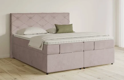 Mozart Boxspringbett Serie 5 Brahms 280x220 mit Bettkasten Samt Blossom Pink H3/H3