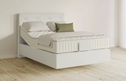 Mozart Boxspringbett Serie 5 Brahms 90x210 elektrisch Samt Vanilla Nice H3 schwebend Königliche Matratze