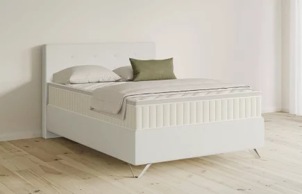 Mozart Boxspringbett Serie 5 Clementi 140x220 Samt Cremeweiß H2 Königliche Matratze